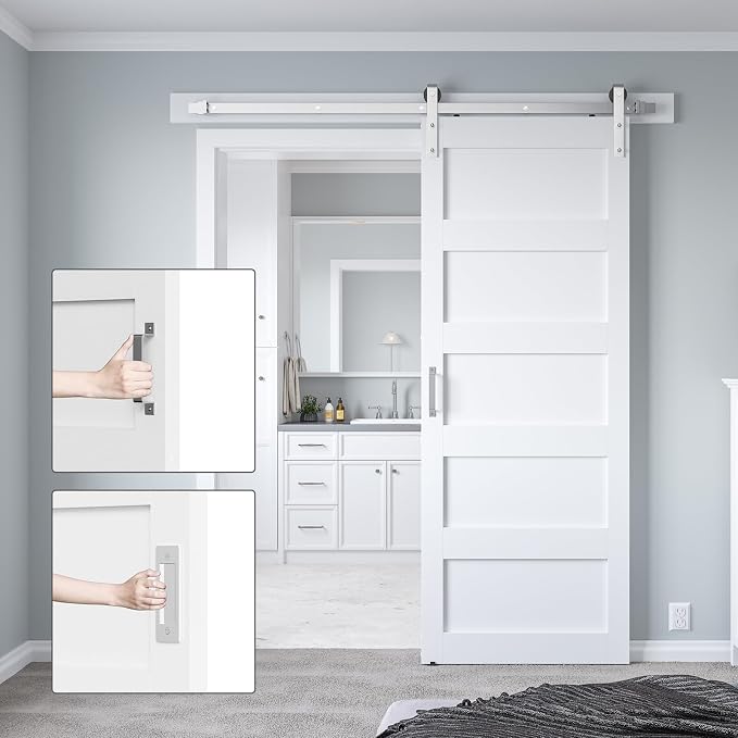 32in x 84in White Sliding Barn Door - Image 6