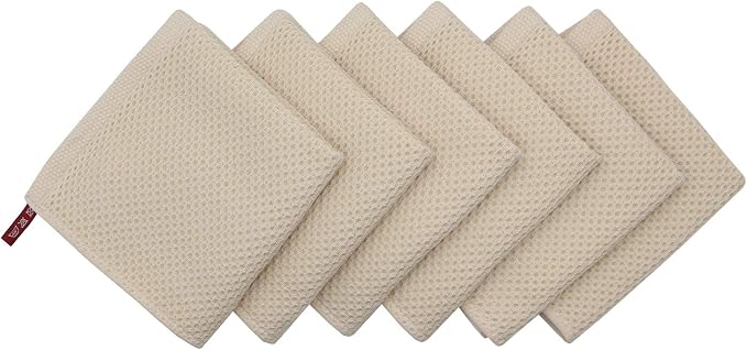 Mia'sDream Natural Cotton Dish Cloths Dish Rags, Waffle Weave Kitchen Dish - Image 2