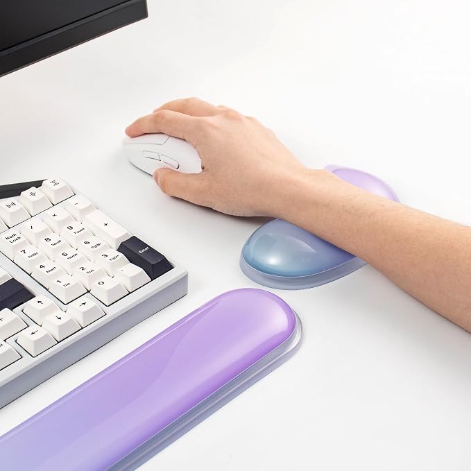 Gel Keyboard and Mouse Wrist Rest Set –Blue Purple Clear Wrist Rest - Image 4
