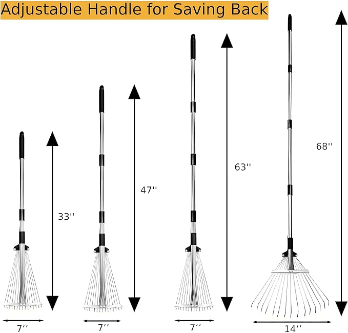 Leaf Rake for Lawns with 53 Gallon Dustpan-Type Leaf Bags, Heavy Duty Metal - Image 4