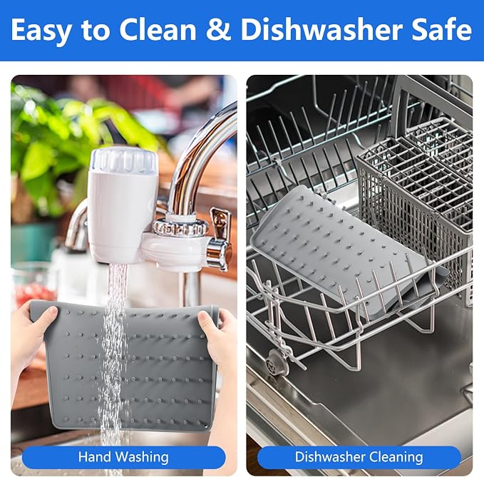 Silicone Dish Drying Mat for Kitchen Counter, Dish Drainer Mat, Non-Slip Drying - Image 4