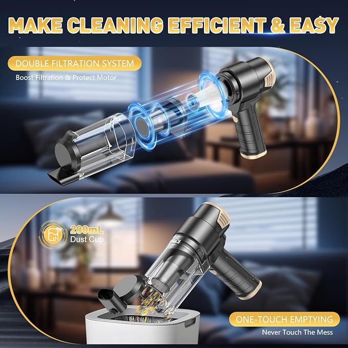 KMM Handheld Car Vacuum Cleaner, 16000PA Air Duster & Vacuum Cleaner, 120W High - Image 6