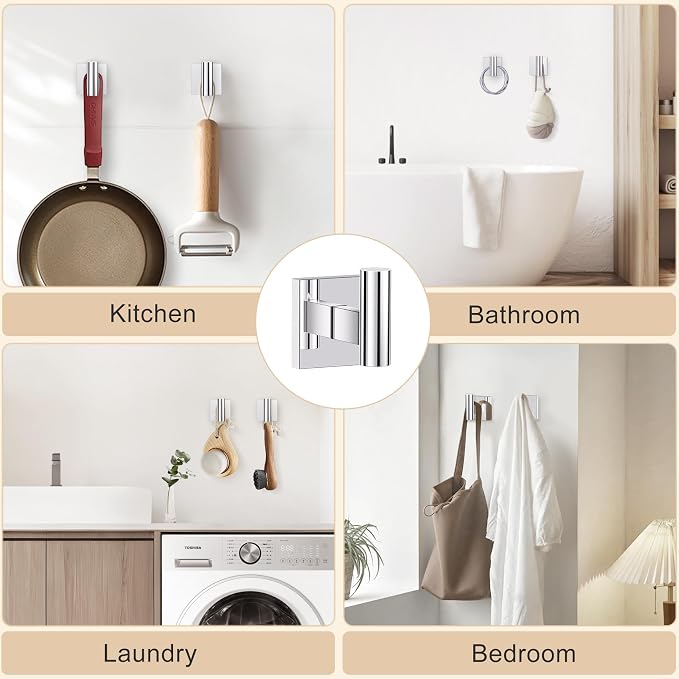 Towel Ring Set 4 Piece Bathroom Hardware Set Includes Towel Ring 2 Towel Hooks - Image 5