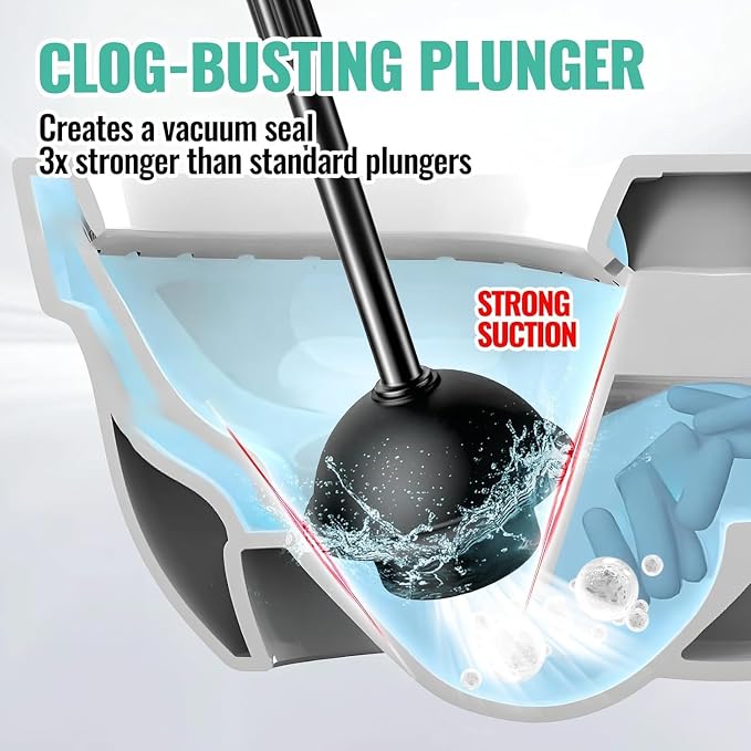 3PACK 4 in 1 Toilet Brush and Plunger Set - Image 4