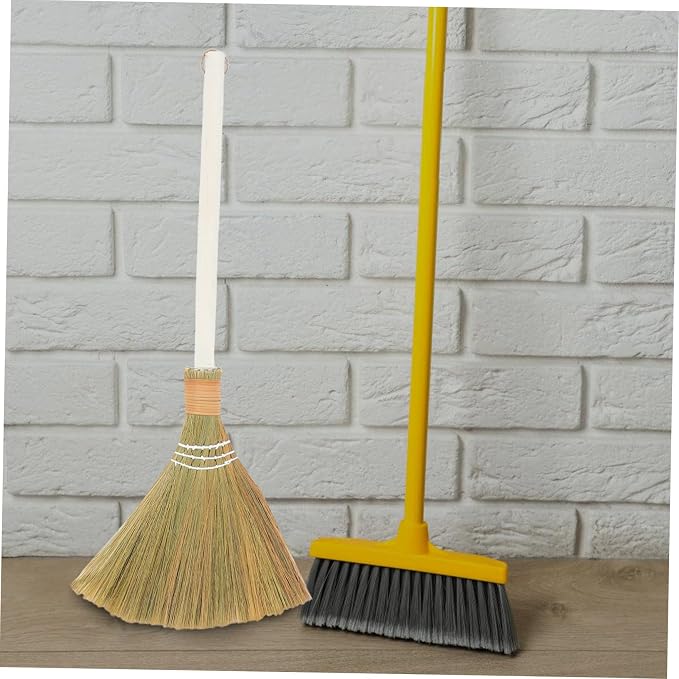 Cabilock Handmade Soft Bristle Broom Set 2pcs Detachable Natural Grass Dust - Image 5