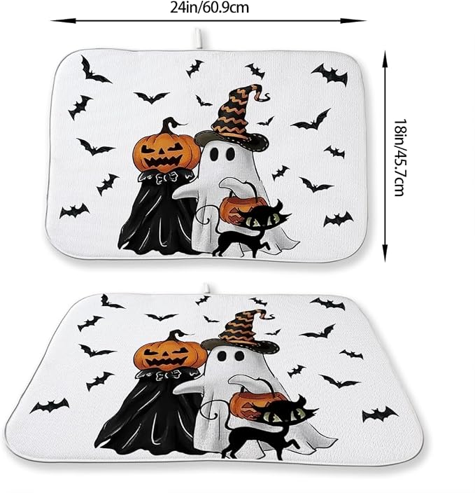 Halloween Dish Drying Mat 18 x 24 Inch Ghost Spooky Jack-O'-Lantern Pumpkin - Image 5