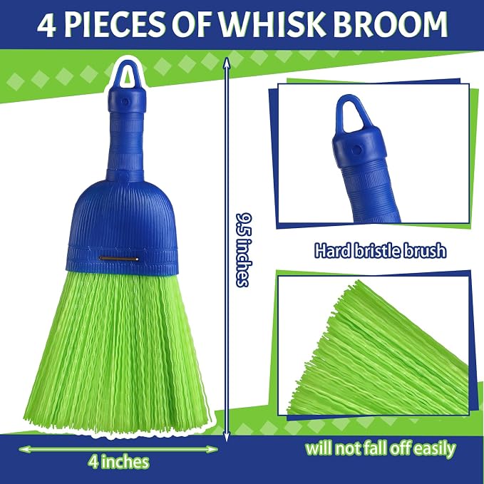 Domensi 4 Pcs Whisk Broom Poly Fiber Handheld Brush Hand Brush Outdoor Car Broom - Image 2