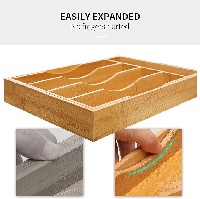 Expandable Bamboo Kitchen Drawer Organizer - Image 5