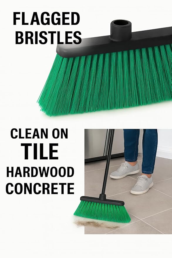 LUZIA Green 14" Premium Broom Head – Long Flagged Bristles – Gentle Deep Sweep - Image 7