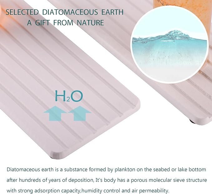 2 PCS Water Absorbent diatomite Coasters, 10.2" x 4" Water Absorbing Stone Tray - Image 4