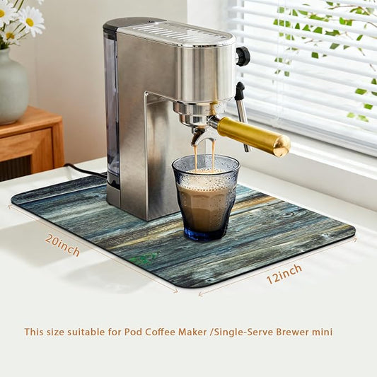 Coffee Pot Mat 20x12 Inch, Wood Grain Panel Style, Absorbent Hide Stain Rubber - Image 2