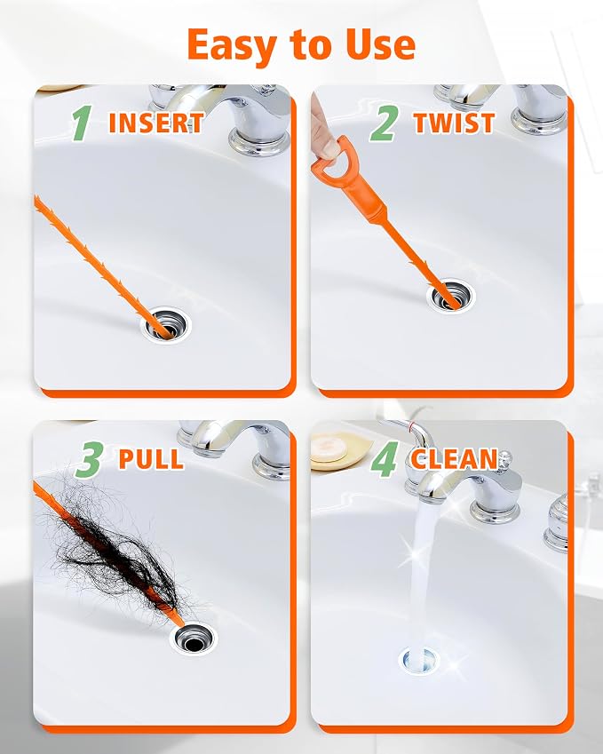 Drain Clog Remover, 25-Inch Drain Hair Removal Tool, Drain Hair Remover - Image 5