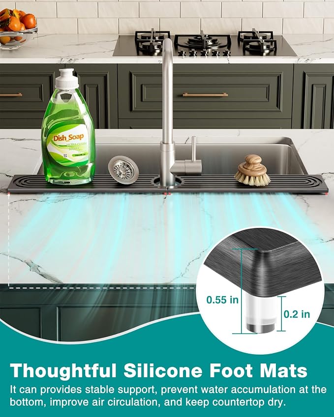Stone Faucet Mat for Kitchen Sink, Diatomite Sink Protectors - Image 6