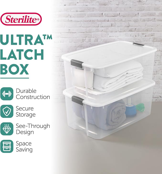 Sterilite 4-Pack Ultra Latching Box, Storage Bins - Image 3