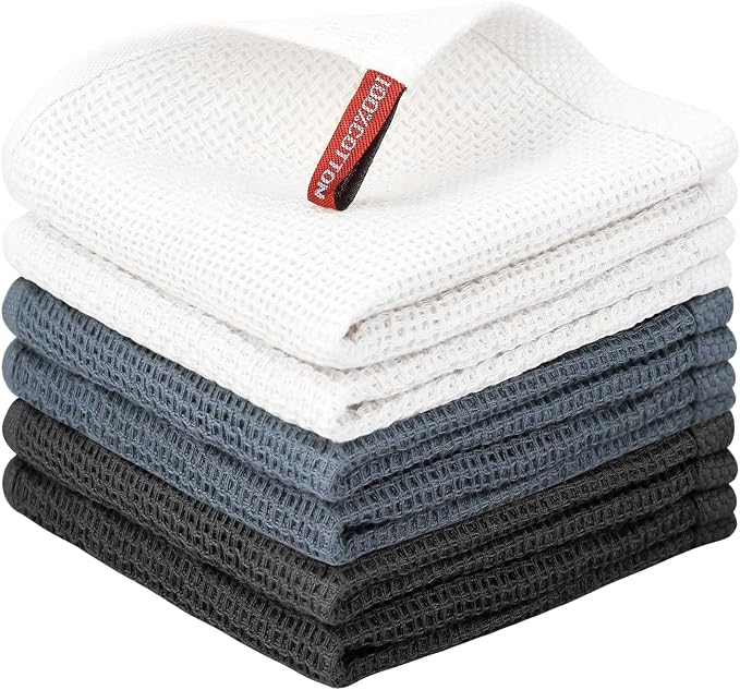 Nialnant 6 Pack Kitchen Towels, 100% Cotton Dish Cloth by Nialnant