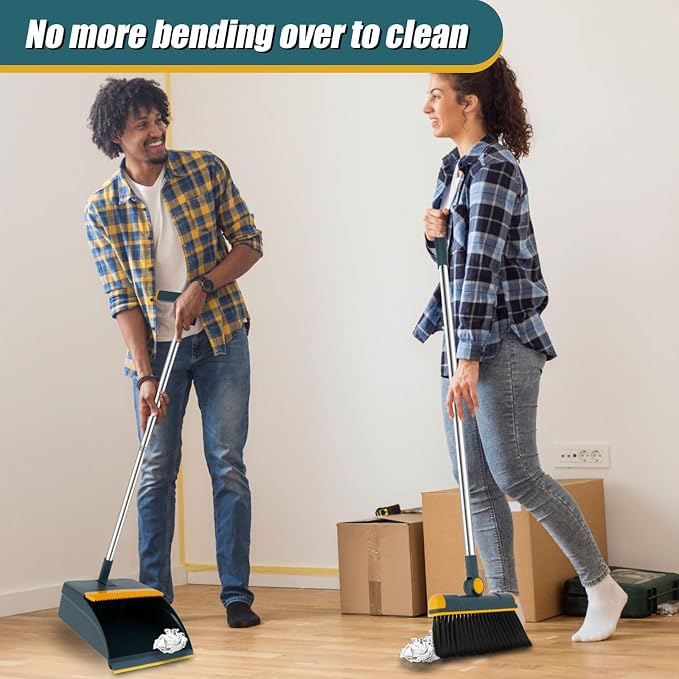 Broom and Dustpan Set for Home, 180° Rotating Broom Combo, Foldable Standing - Image 6