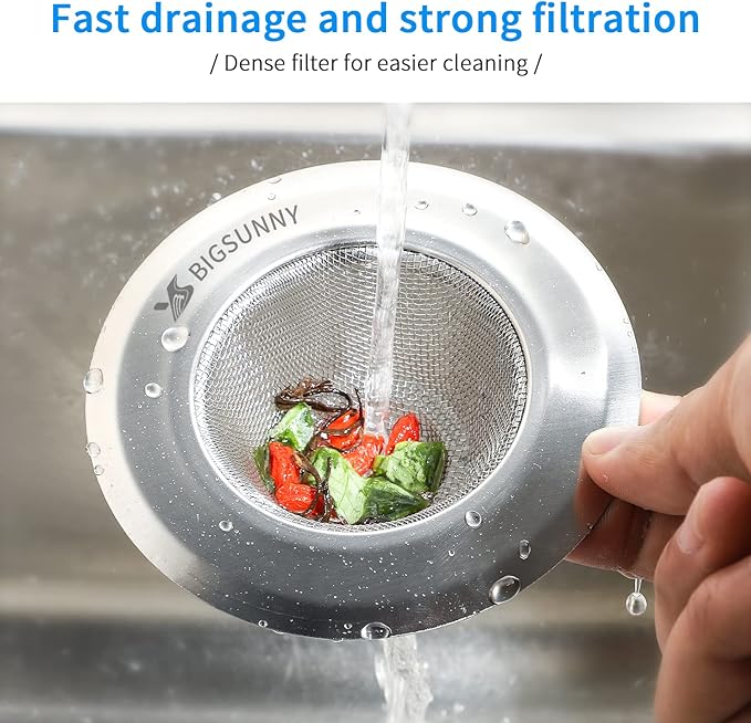 Mesh Sink Strainer Set of 2, MSY BIGSUNNY Stainless Steel Kitchen Sink Strainer - Image 2