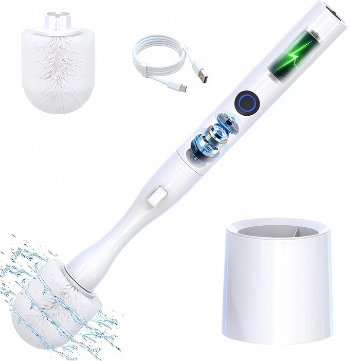 Electric Toilet Brush, HKFIF Toilet Brush and Holder Set, 360 Degree Powerful by Unknown