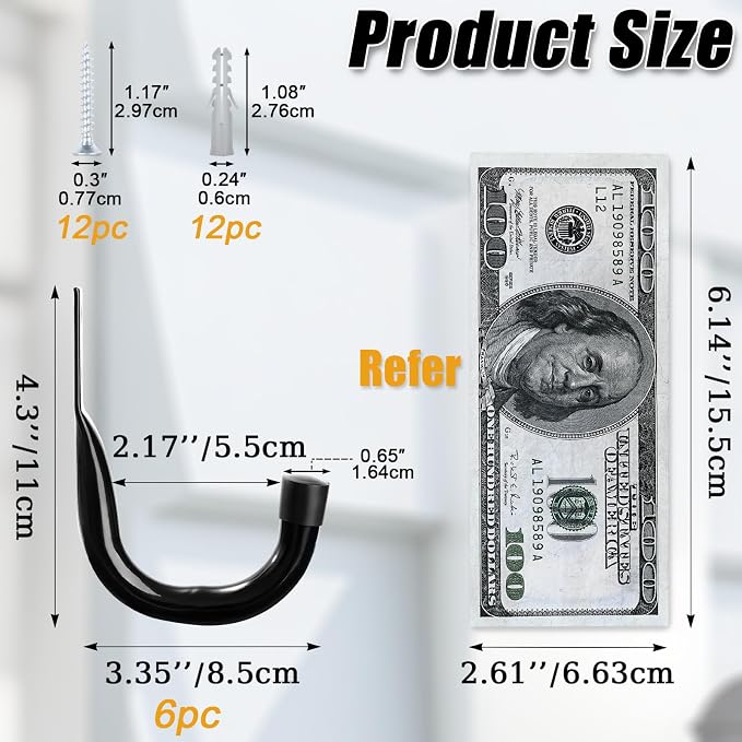 KURUI Metal Wall Hooks for Hanging Heavy Duty, Large Utility J Hooks - Image 7