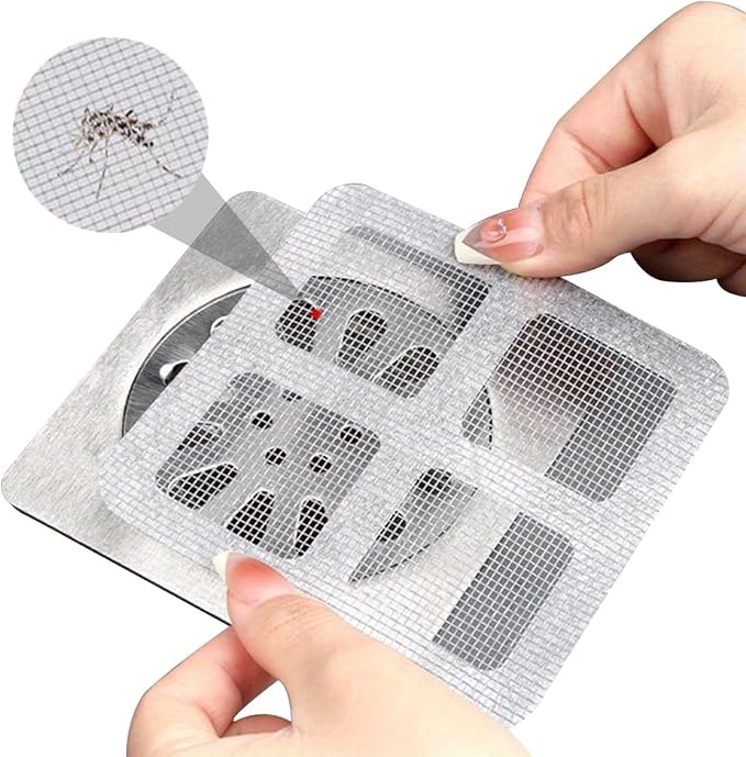25 Pack, Square Shower Drain Mesh Sticker, by homeliver