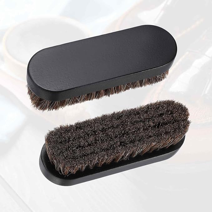 HARFINGTON Shoe Cleaning Brush 5"x2" Beech Wood Horsehair Boot Polish Brushes - Image 3