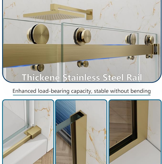 60x76 in Frameless Double Sliding Shower Door - Image 8