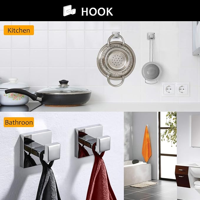 TNOMS Bathroom Hardware Accessories Set Polished Chrome Towel Bar Sets Include - Image 5