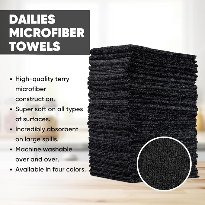 Dailies Microfiber Cleaning Cloths | 60-Pack 12"x10" | Fits TowelNest Dispenser - Image 2