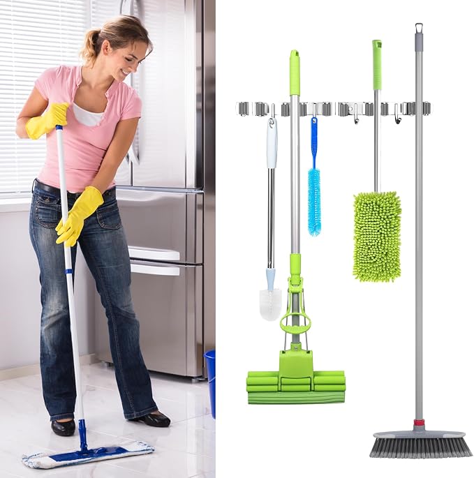 Broom Holder Wall Mount, Broom Organizer Wall Mount Stainless Steel Broom and - Image 7