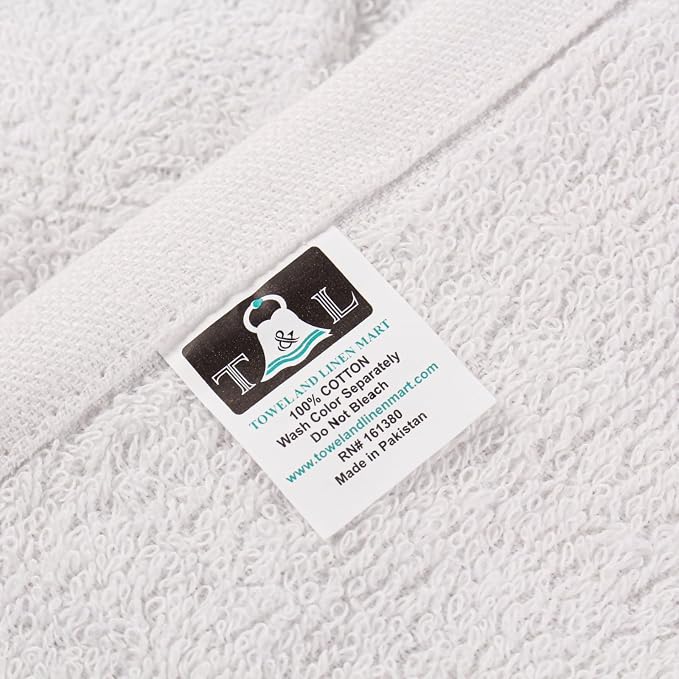 Towel and Linen Mart 100% Cotton White 6 Pack Bath Towel Set, Quick Dry - Image 5