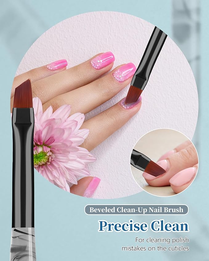 3PCS Nail Polish Clean Up Brush, Round&Falt&Angled Acetone Resistant Nail Brush - Image 5