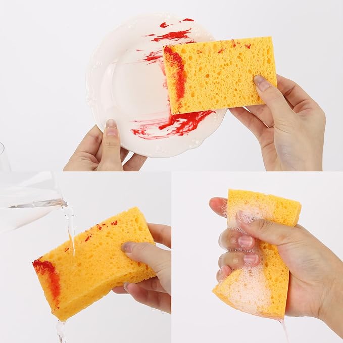 48Pcs Kitchen Sponges- Compressed Cellulose Sponges Natural Dish Sponge - Image 6