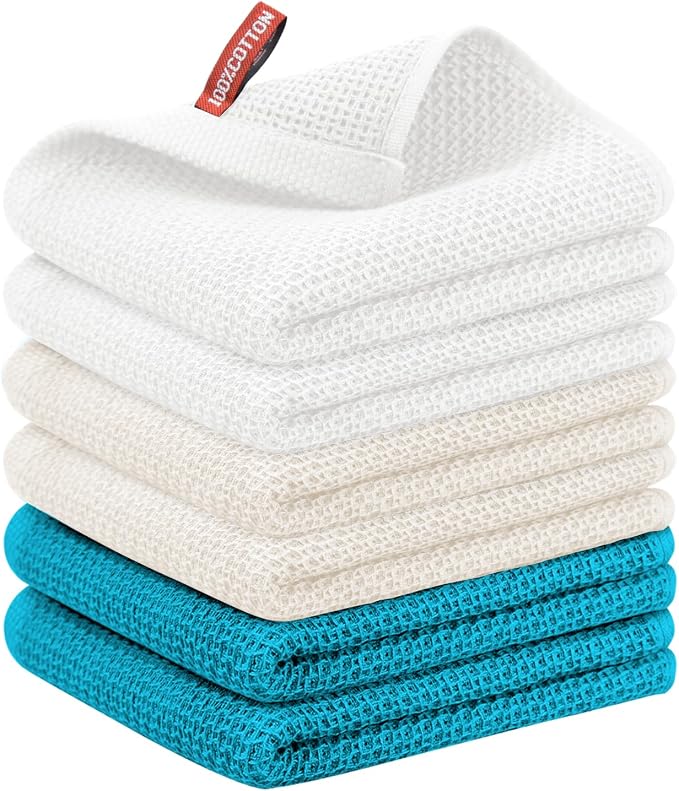 Nialnant 6 Pcs Kitchen Towels, 100% Cotton Kitchen Hand Towels, Super Soft and by Nialnant