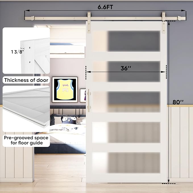 BARNSMITH 36in x 80in 5-Panel Glass Barn Door - Image 9