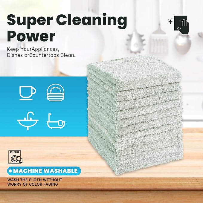 12 Pack Cleaning Cloth, Ultra Soft Absorbent Quick Drying Microfiber Cleaning - Image 6