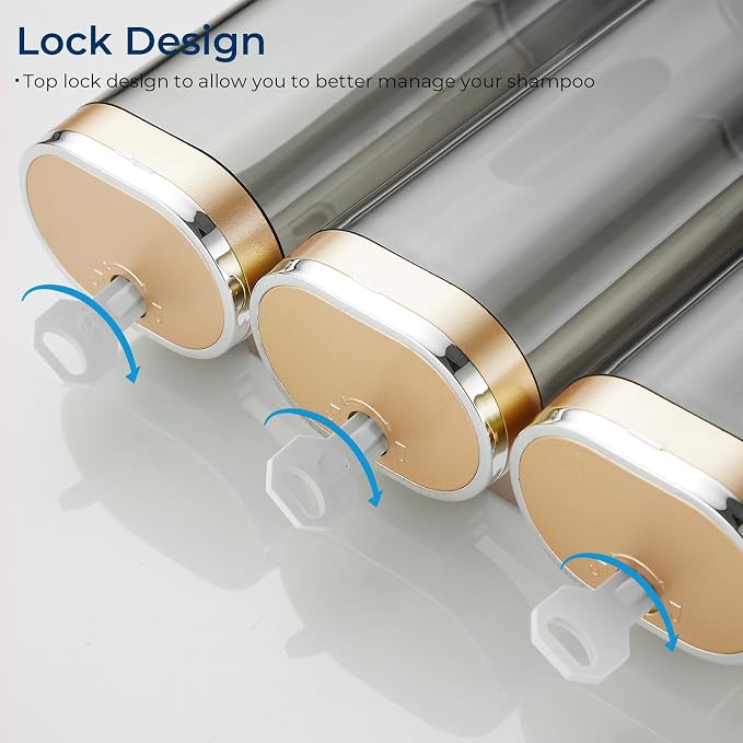 pollock Shampoo Conditioner Dispenser Shower Soap Dispenser 3 Chamber No Drill - Image 9