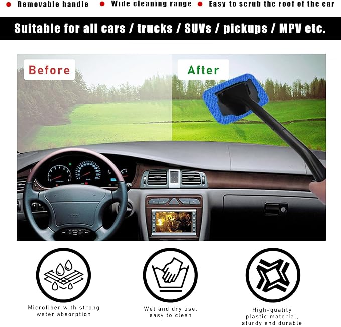 Car Windshield Cleaning Tool, Microfiber Window Cleaner - Image 4