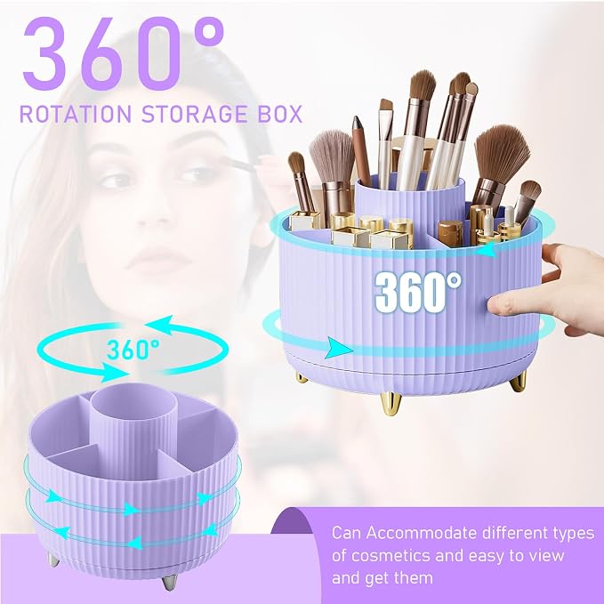 Diesisa Makeup Brush Holder Organizer, 360° Rotating Makeup Brush Organizer - Image 3