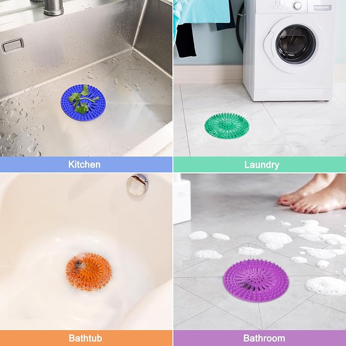 Drain Hair Catcher Durable Silicone Hair Stopper Shower Drain Covers - Image 4