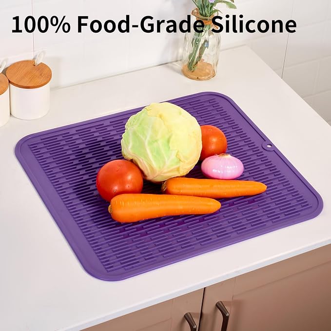 ZLR Silicone Dish Drying Mat for Kitchen Counter, Eco-Friendly Fast Dry Dish Mat - Image 9