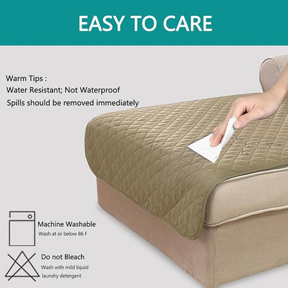 U-NICE HOME Sectional Couch Cover for Dogs Chaise Lounge Reversible Sofa Cover Furniture Protector Cover for Pets with Elastic Adjustable Strap (Chaise Lounge, Light Camel/Beige)