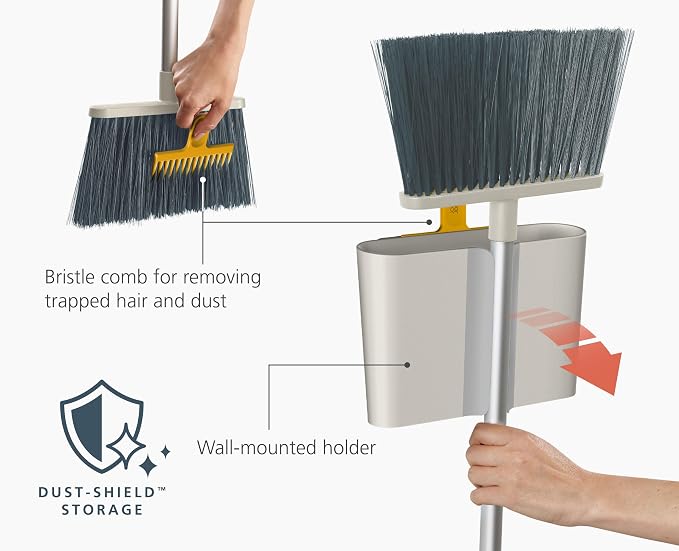 Joseph Joseph CleanTech Wall-Mounted, Adjustable Long Handle Broom Sweeper - Image 4
