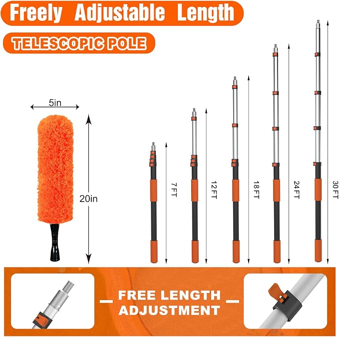 36FT Reach High Ceiling Duster Kit, Window Cleaning kit - Image 4