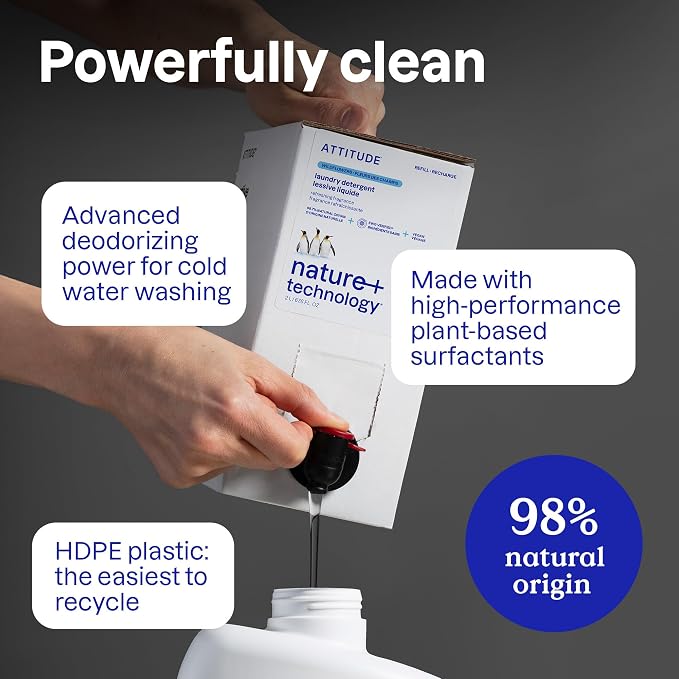 ATTITUDE Liquid Laundry Detergent, EWG Verified, HE Compatible, Plant-Based & - Image 5
