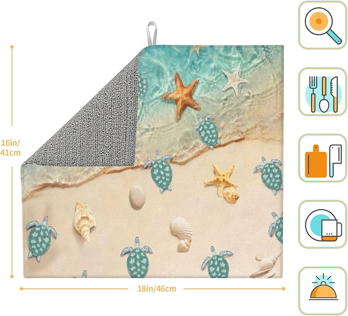 Sea Turtles Beach Dish Drying Mat - Image 4