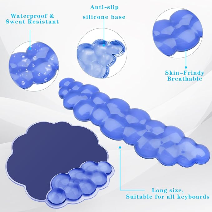 Gel Cloud Keyboard and Mouse Wrist Rest, Cute Wrist Support and Arm Support Rest - Image 3
