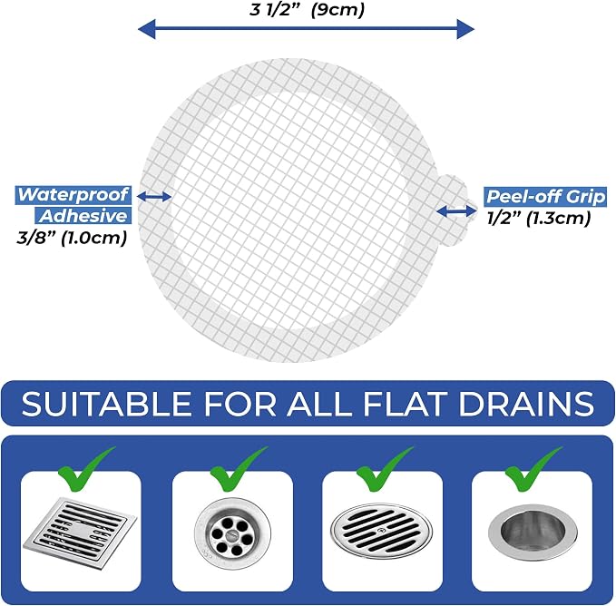 Disposable Hair Catcher Shower Drain Mesh Stickers, 35 Pack - Image 2
