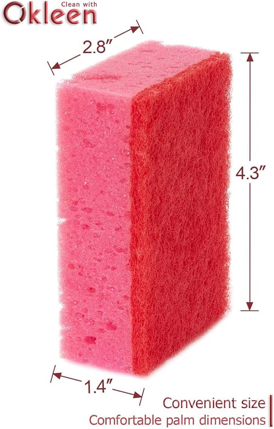 Pink Multi Use Scrub Sponges. Made in Europe. 9 Pack, 4.3x2.8x1.4 inches. - Image 4