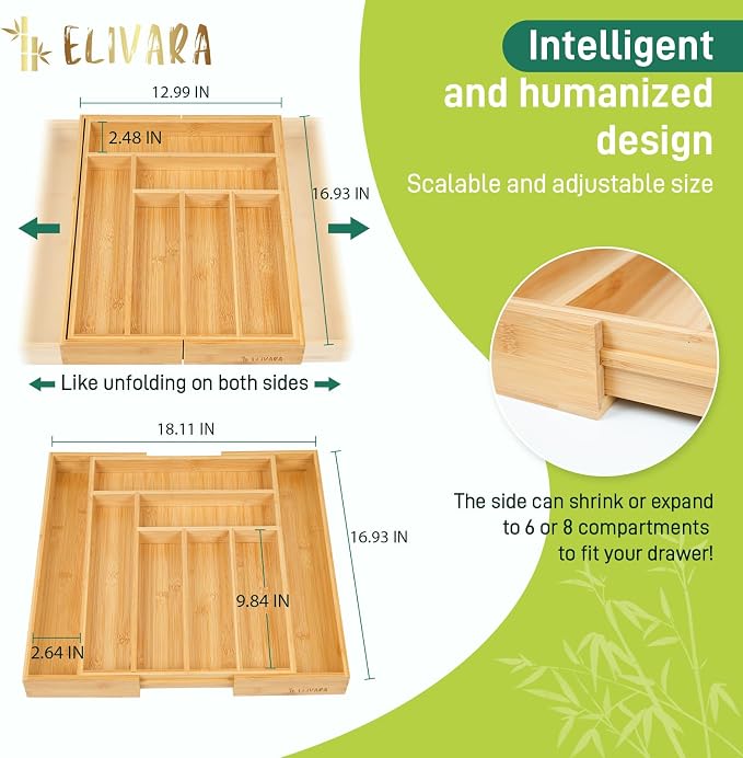 100% Bamboo Expandable Drawer Organizer - Image 4