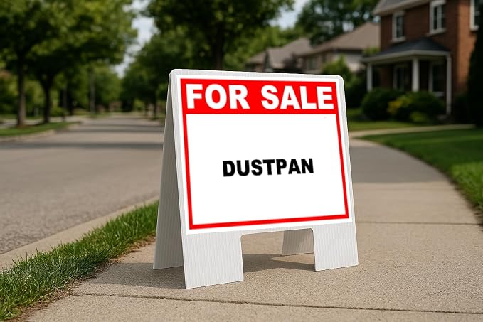 Dustpan For Sale Whte Red Black Folding Coroplast A-Frame Double-Sided 23in by WorkHouseSigns
